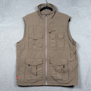 Craghoppers NosiLife Men's L Utility Vest Tan Brown Safari Hiking Fishing Cargo
